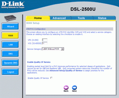 Настройка коммутатора D-Link DSL-2500U